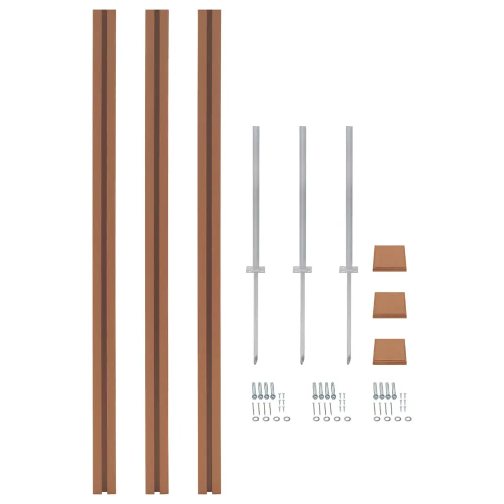 vidaXL WPC Fence Set 5 Square 879x187cm Brown