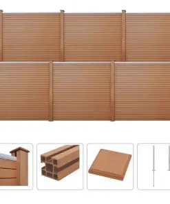 vidaXL WPC Fence Set 6 Square 1053x187cm Brown