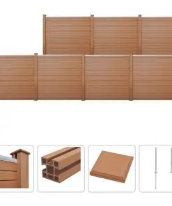 vidaXL WPC Fence Set 7 Square 1227x187cm Brown