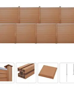 vidaXL WPC Fence Set 8 Square 1401x187cm Brown