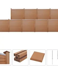 vidaXL WPC Fence Set 9 Square 1575x187cm Brown
