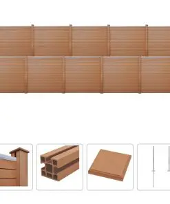 vidaXL WPC Fence Set 10 Square 1749x187cm Brown