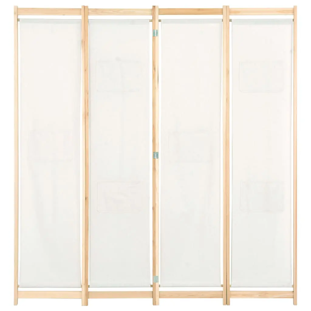 vidaXL 4-Panel Room Divider Cream 160x170x4 cm Fabric