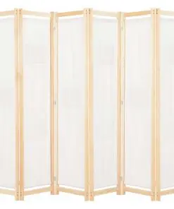 vidaXL 6-Panel Room Divider Cream 240x170x4 cm Fabric