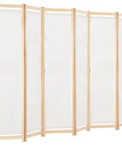 vidaXL 6-Panel Room Divider Cream 240x170x4 cm Fabric