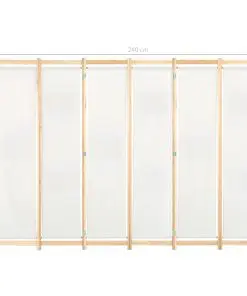 vidaXL 6-Panel Room Divider Cream 240x170x4 cm Fabric