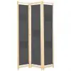 vidaXL 3-Panel Room Divider Grey 120x170x4 cm Fabric