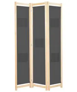 vidaXL 3-Panel Room Divider Grey 120x170x4 cm Fabric