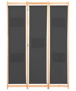 vidaXL 3-Panel Room Divider Grey 120x170x4 cm Fabric