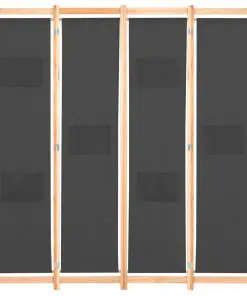 vidaXL 4-Panel Room Divider Grey 160x170x4 cm Fabric