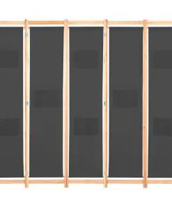 vidaXL 5-Panel Room Divider Grey 200x170x4 cm Fabric