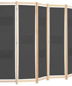 vidaXL 5-Panel Room Divider Grey 200x170x4 cm Fabric