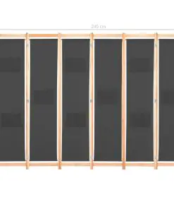 vidaXL 6-Panel Room Divider Grey 240x170x4 cm Fabric