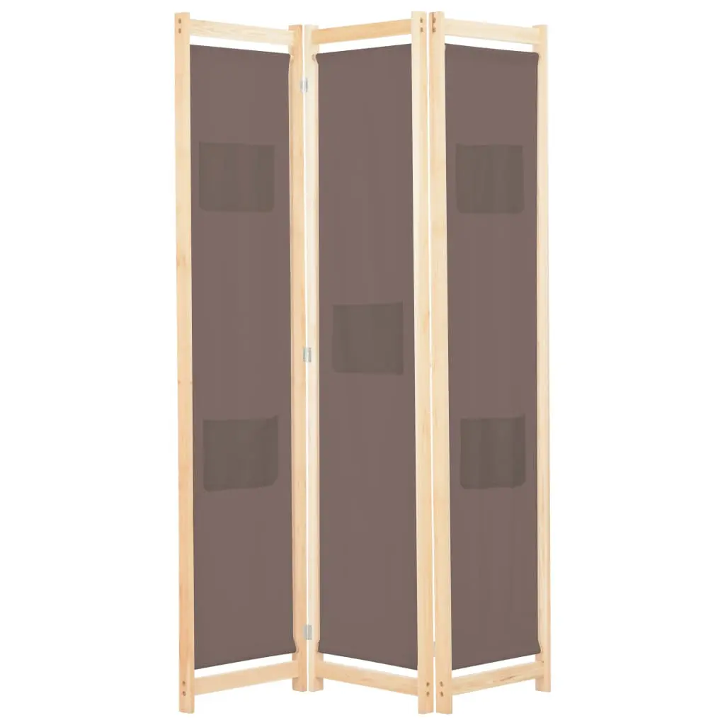 vidaXL 3-Panel Room Divider Brown 120x170x4 cm Fabric