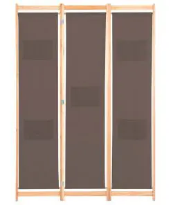 vidaXL 3-Panel Room Divider Brown 120x170x4 cm Fabric