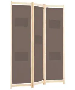 vidaXL 3-Panel Room Divider Brown 120x170x4 cm Fabric