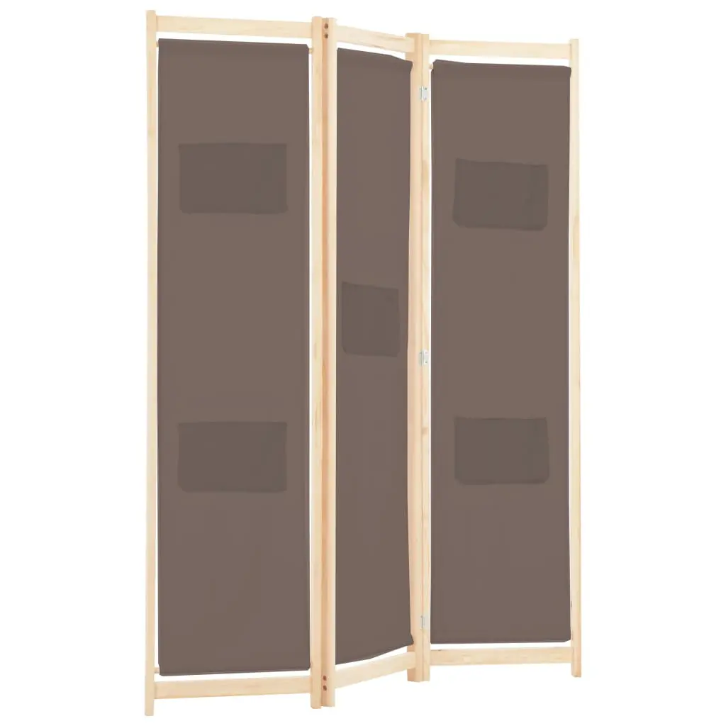 vidaXL 3-Panel Room Divider Brown 120x170x4 cm Fabric