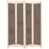 vidaXL 4-Panel Room Divider Brown 160x170x4 cm Fabric