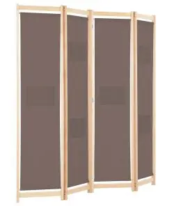 vidaXL 4-Panel Room Divider Brown 160x170x4 cm Fabric
