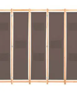 vidaXL 5-Panel Room Divider Brown 200x170x4 cm Fabric