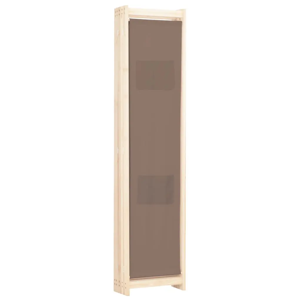 vidaXL 5-Panel Room Divider Brown 200x170x4 cm Fabric