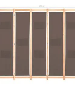 vidaXL 5-Panel Room Divider Brown 200x170x4 cm Fabric