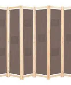 vidaXL 6-Panel Room Divider Brown 240x170x4 cm Fabric
