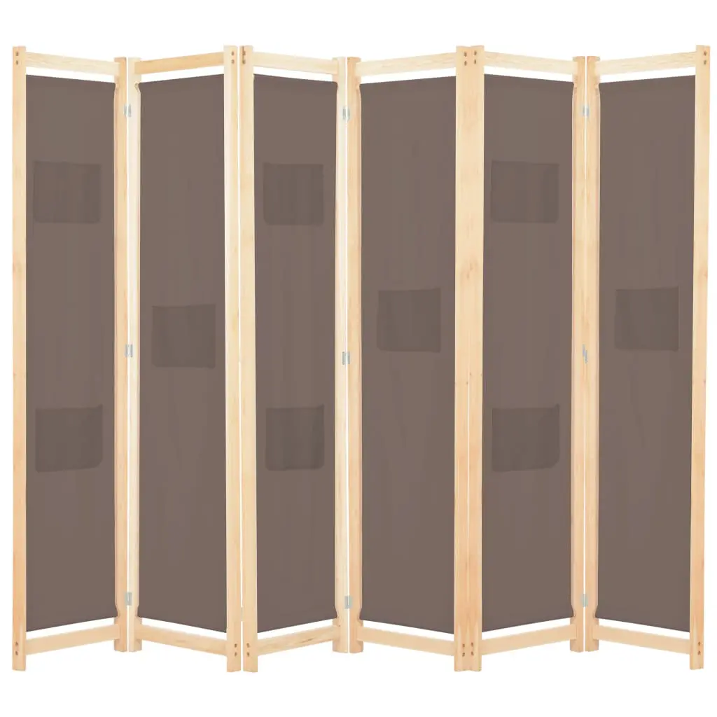 vidaXL 6-Panel Room Divider Brown 240x170x4 cm Fabric