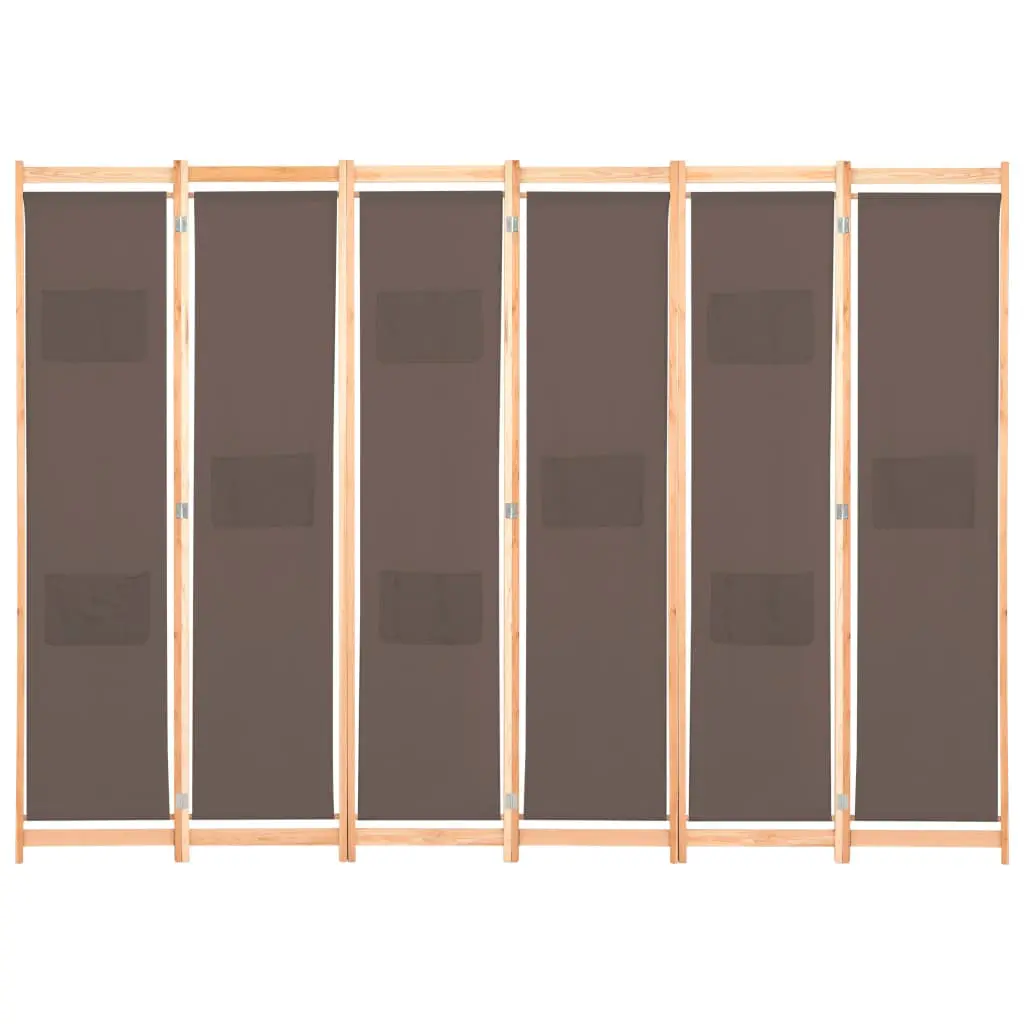 vidaXL 6-Panel Room Divider Brown 240x170x4 cm Fabric