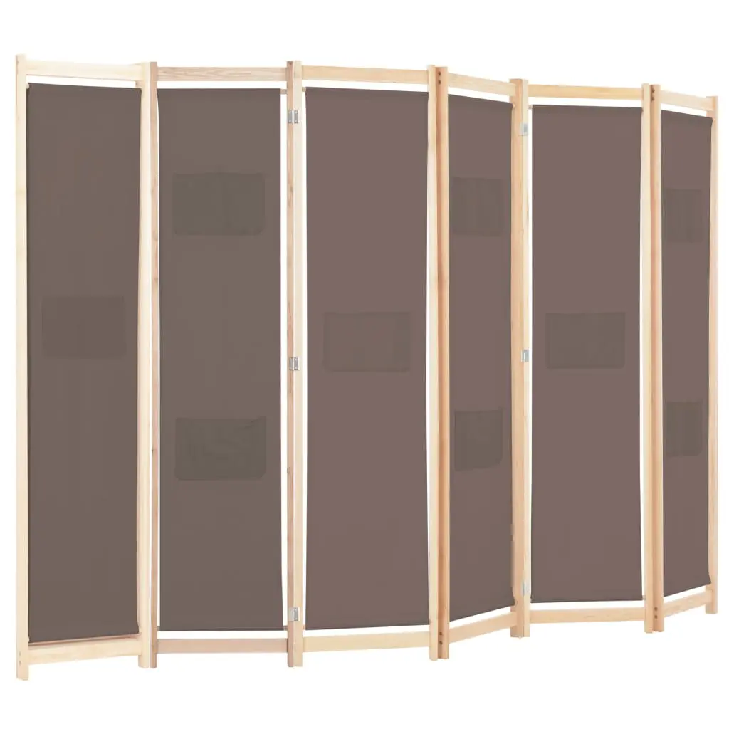 vidaXL 6-Panel Room Divider Brown 240x170x4 cm Fabric