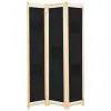 vidaXL 3-Panel Room Divider Black 120x170x4 cm Fabric