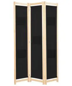 vidaXL 3-Panel Room Divider Black 120x170x4 cm Fabric