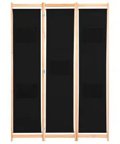 vidaXL 3-Panel Room Divider Black 120x170x4 cm Fabric