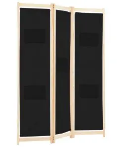 vidaXL 3-Panel Room Divider Black 120x170x4 cm Fabric