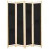 vidaXL 4-Panel Room Divider Black 160x170x4 cm Fabric
