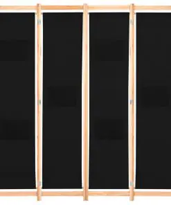 vidaXL 4-Panel Room Divider Black 160x170x4 cm Fabric
