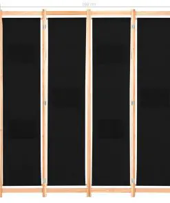 vidaXL 4-Panel Room Divider Black 160x170x4 cm Fabric