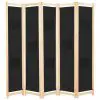 vidaXL 5-Panel Room Divider Black 200x170x4 cm Fabric