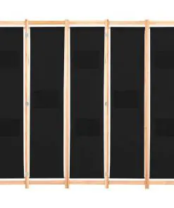 vidaXL 5-Panel Room Divider Black 200x170x4 cm Fabric