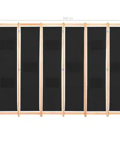 vidaXL 6-Panel Room Divider Black 240x170x4 cm Fabric