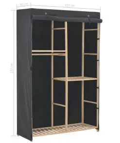 vidaXL 3-Tier Wardrobe Grey 110x40x170 cm Fabric