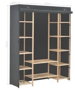 vidaXL Wardrobe Grey 135x40x170 cm Fabric