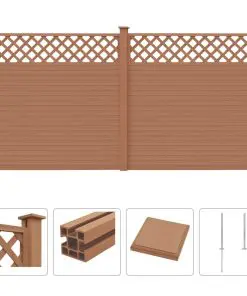 vidaXL Garden Fence with Trellis WPC 357×185 cm Brown