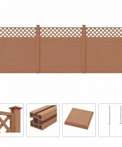 vidaXL Garden Fence with Trellis WPC 531×185 cm Brown