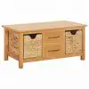 vidaXL Sideboard 88x53x43 cm Solid Oak Wood and Water Hyacinth