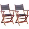 vidaXL Outdoor Chairs 2 pcs Grey Solid Eucalyptus Wood and Textilene vidaXL Outdoor Chairs 2 pcs Grey Solid Eucalyptus Wood and Textilene