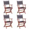 vidaXL Outdoor Chairs 4 pcs Grey Solid Eucalyptus Wood and Textilene