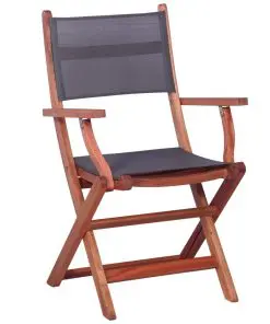 vidaXL Outdoor Chairs 4 pcs Grey Solid Eucalyptus Wood and Textilene