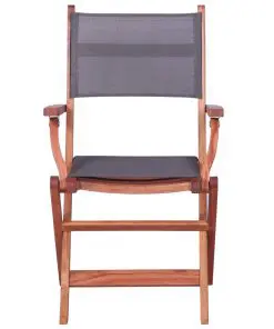 vidaXL Outdoor Chairs 4 pcs Grey Solid Eucalyptus Wood and Textilene
