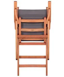 vidaXL Outdoor Chairs 4 pcs Grey Solid Eucalyptus Wood and Textilene